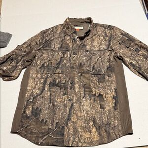 Magellan Outdoors Men's Brown Camo Button Down Shirt